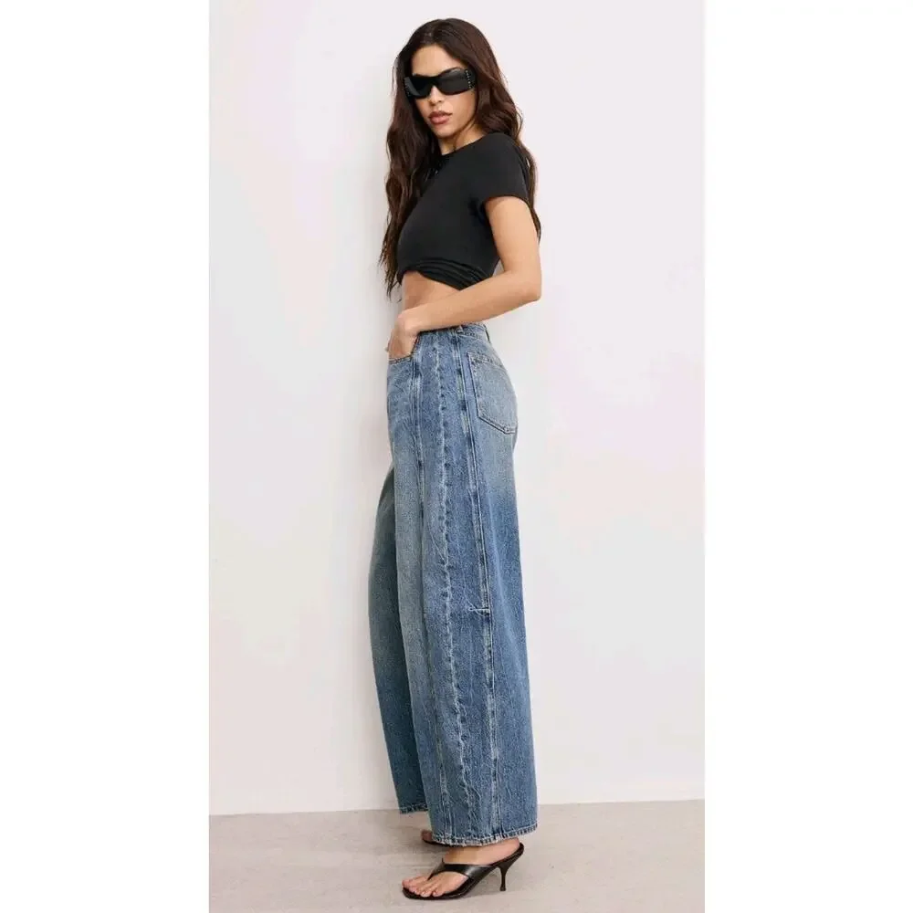 NWT. Good American Good Extreme Barrel Indigo Jeans Size 6 - Picture 8 of 14